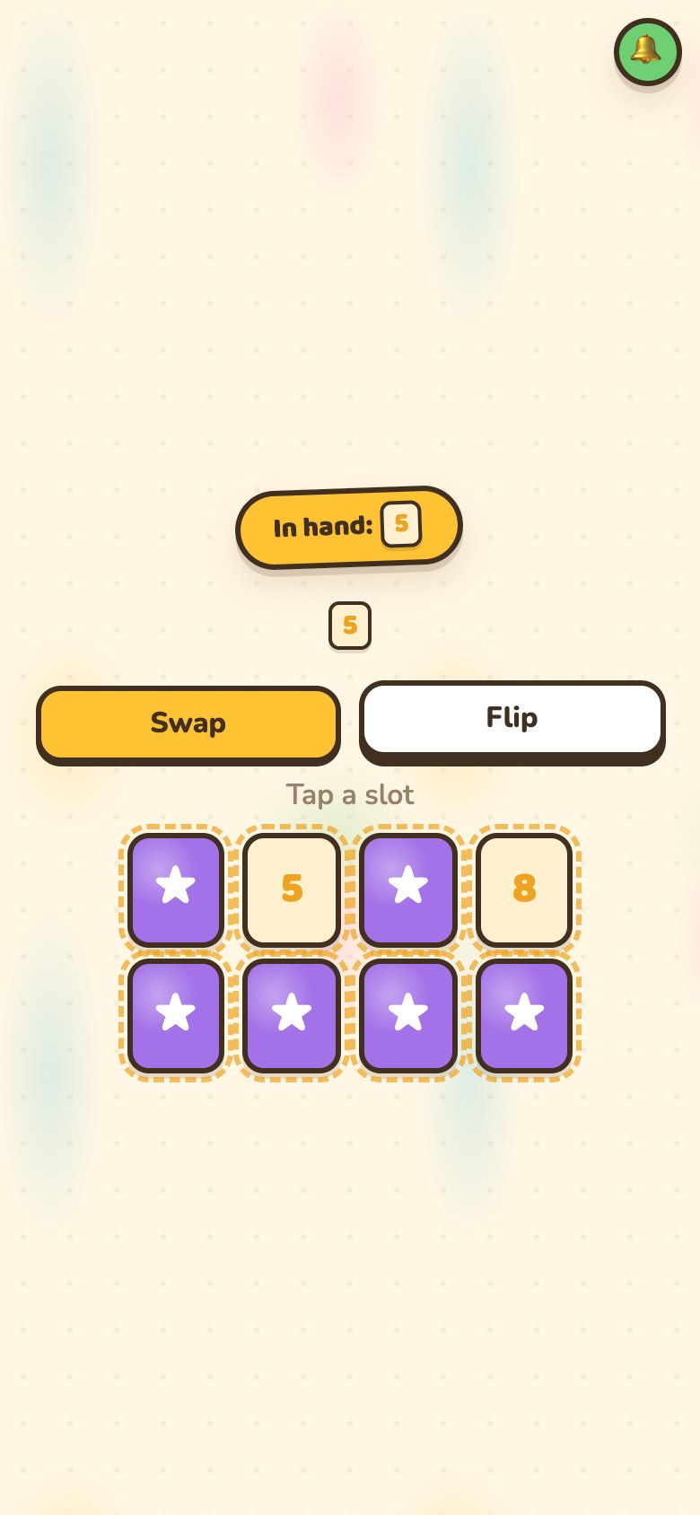 A phone holding a drawn nine: a Swap and Flip toggle, and the player's grid ready to be tapped